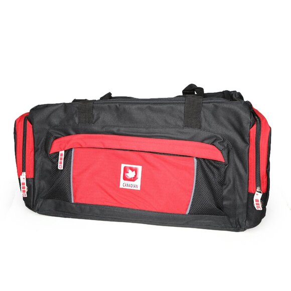 Molson Canadian Large Duffle Bag Travel Hockey Sports Gym Red Black White NEW - Picture 2 of 9